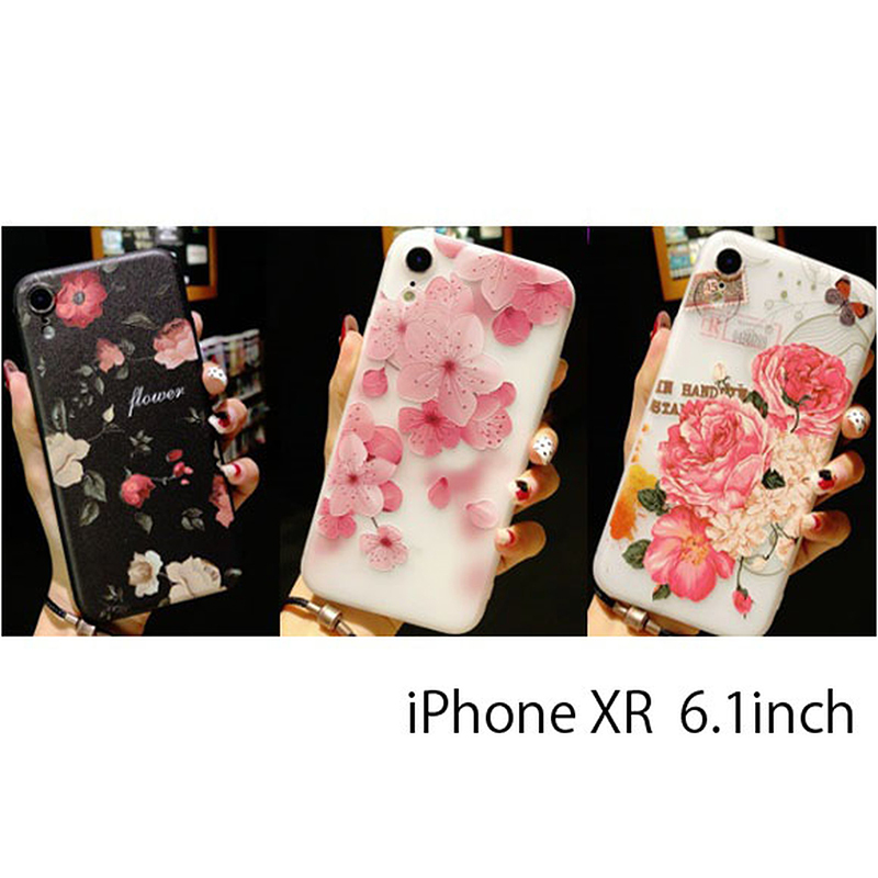 iPhone XR TPU 花柄 蝶蝶 ケース