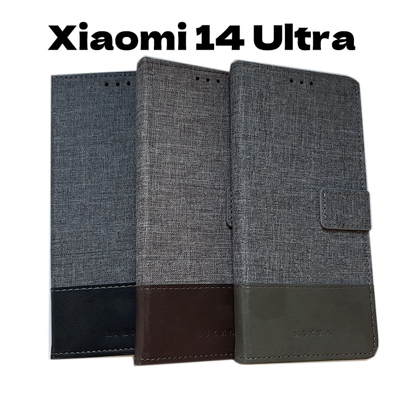 Xiaomi 14 Ultra キャンバス＆フェイクレザー 無地 ケース